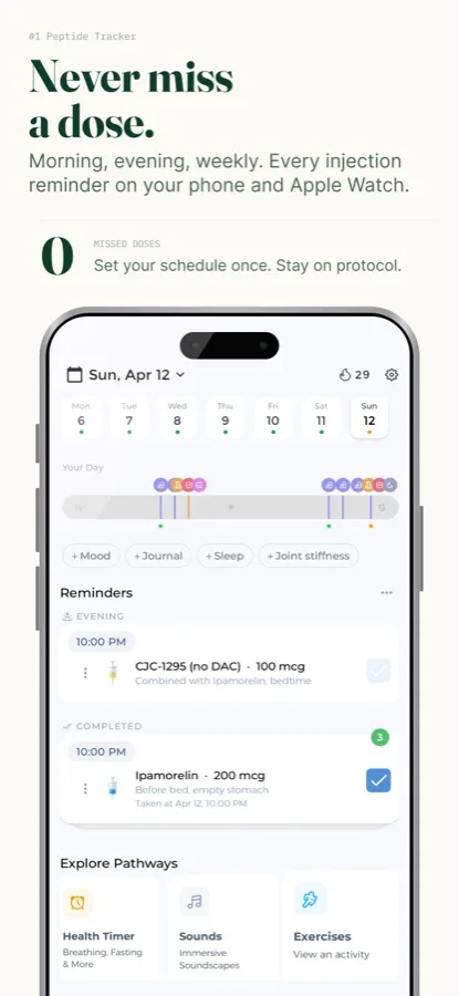 Pepture dose log screen